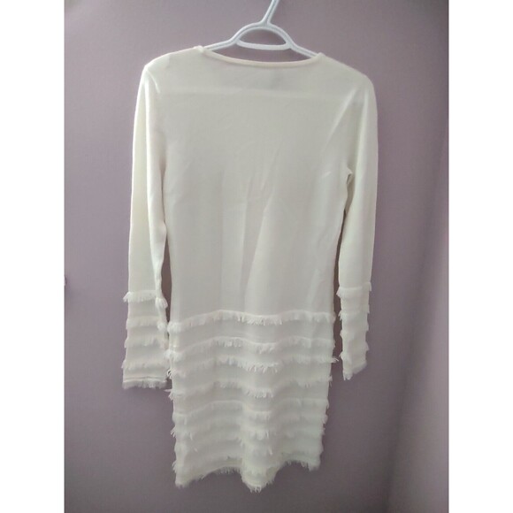 Trina Turk Ivory Fringe Sass Merino Wool Dress Size Small Please Read Descript - Picture 6 of 10